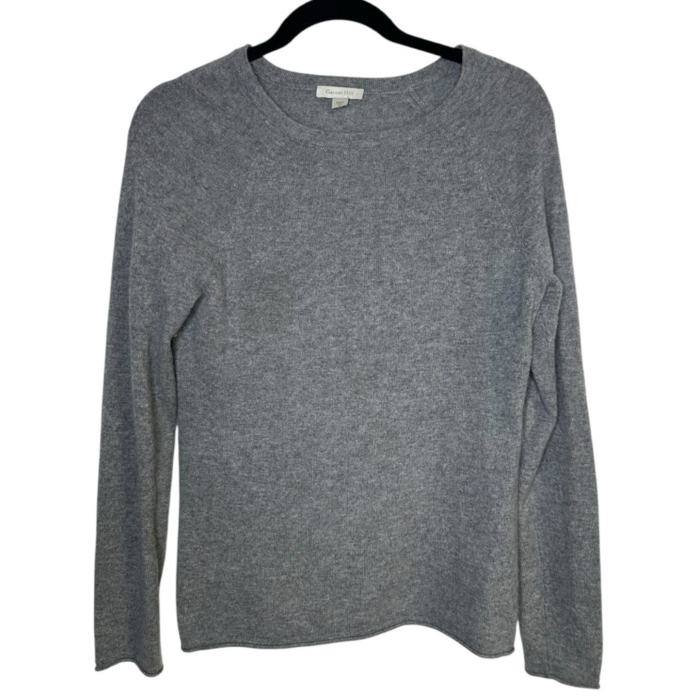 Garnet Hill 100% Cashmere Gray Crewneck Sweater Small